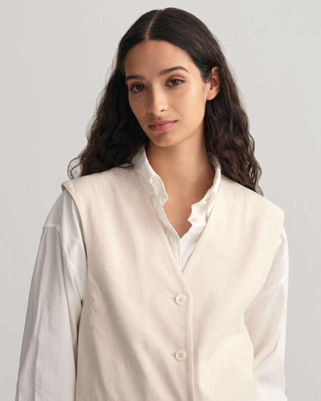 Gilet regular fit en lin stretch