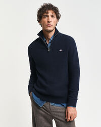 Katoenen Textured sweater met korte rits