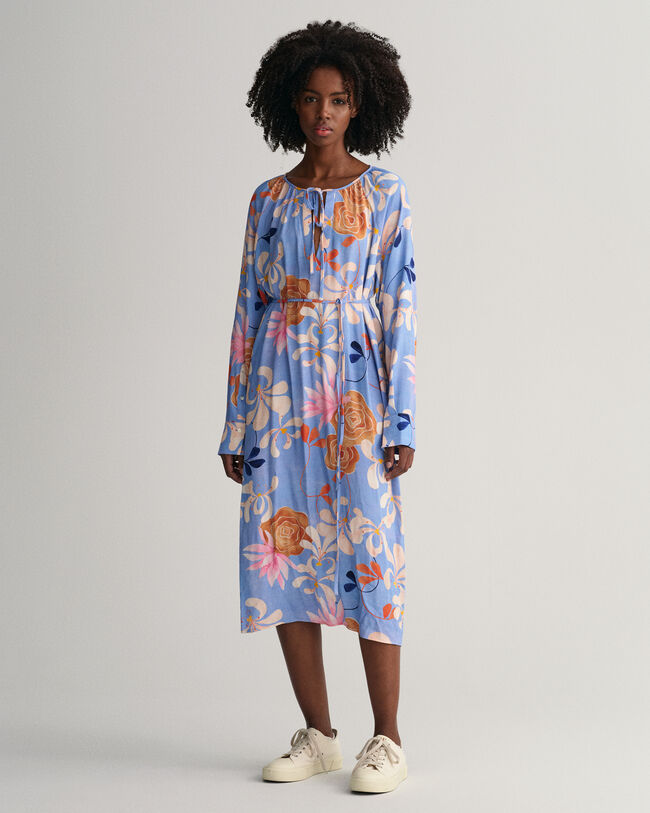 Jurk met bloemenprint en V-hals