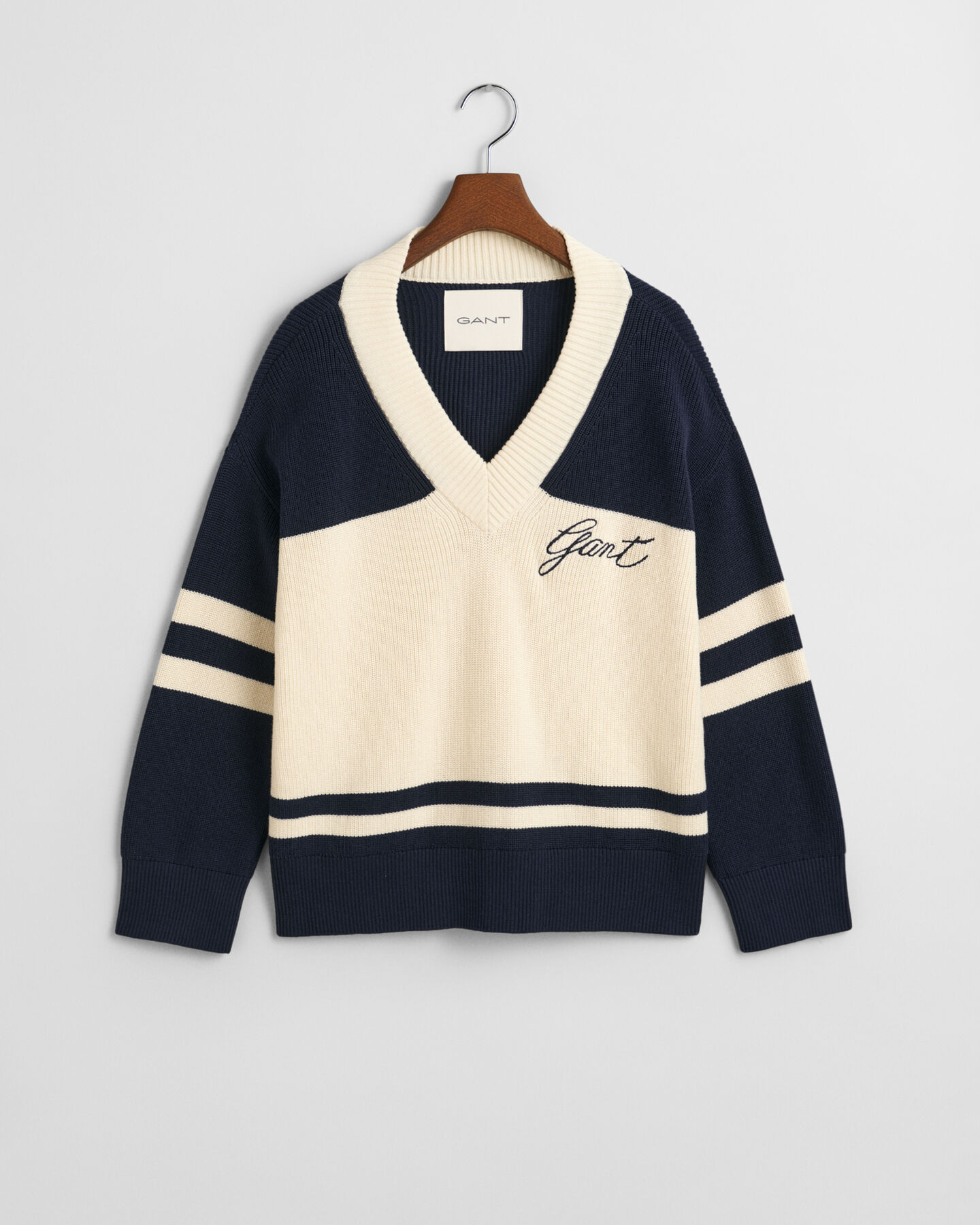 Pull col V en coton GANT Varsity