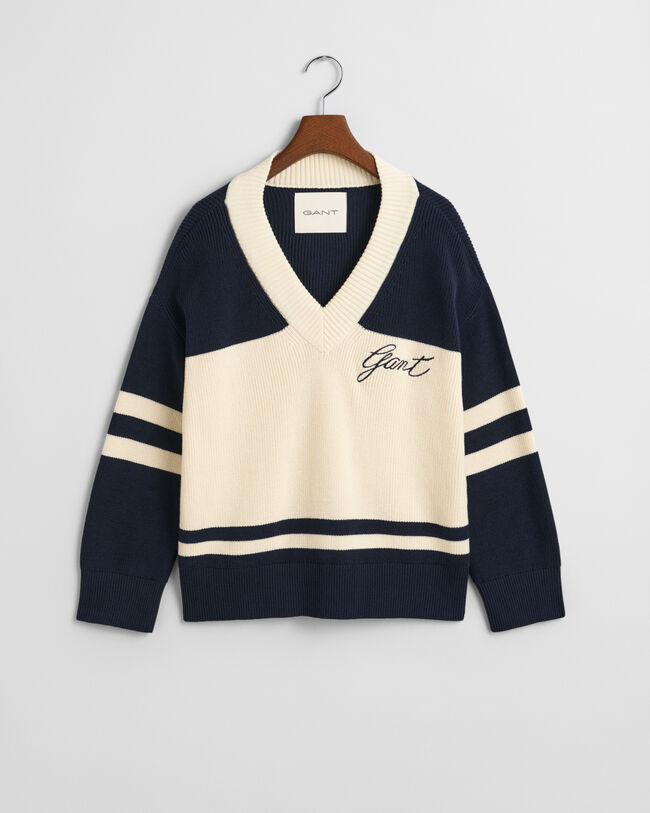 Pull col V en coton GANT Varsity