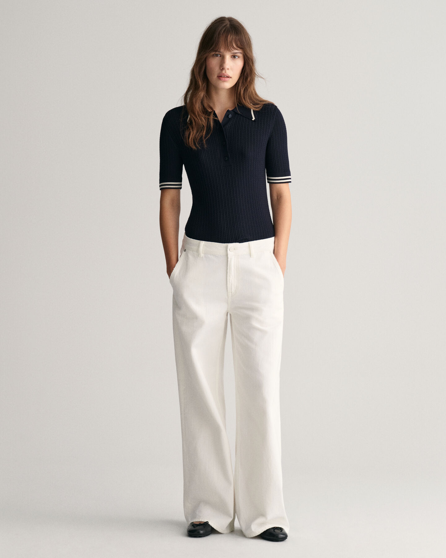 Gebreide polotrui met kleine kabels