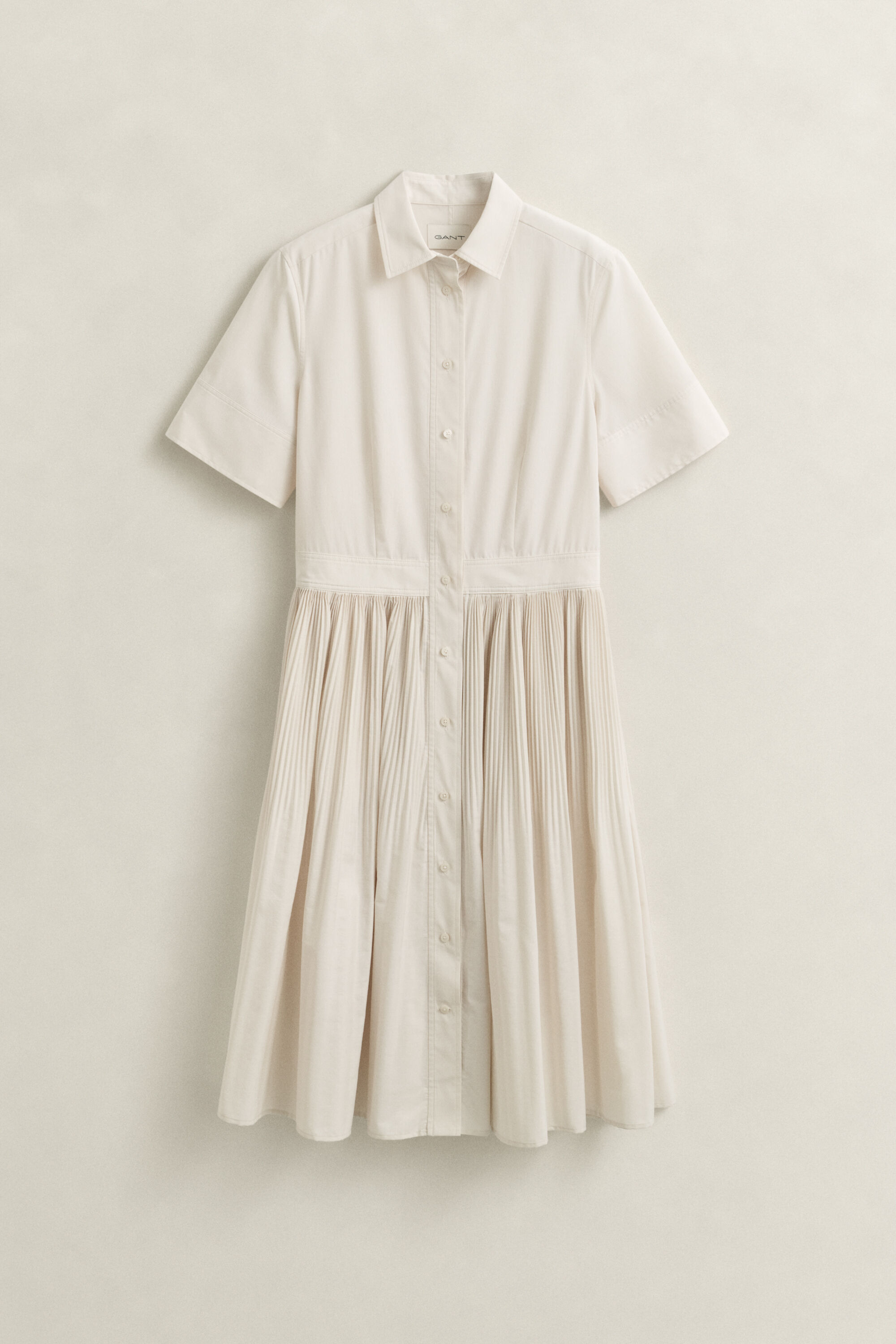 Robe-chemise plissée en coton