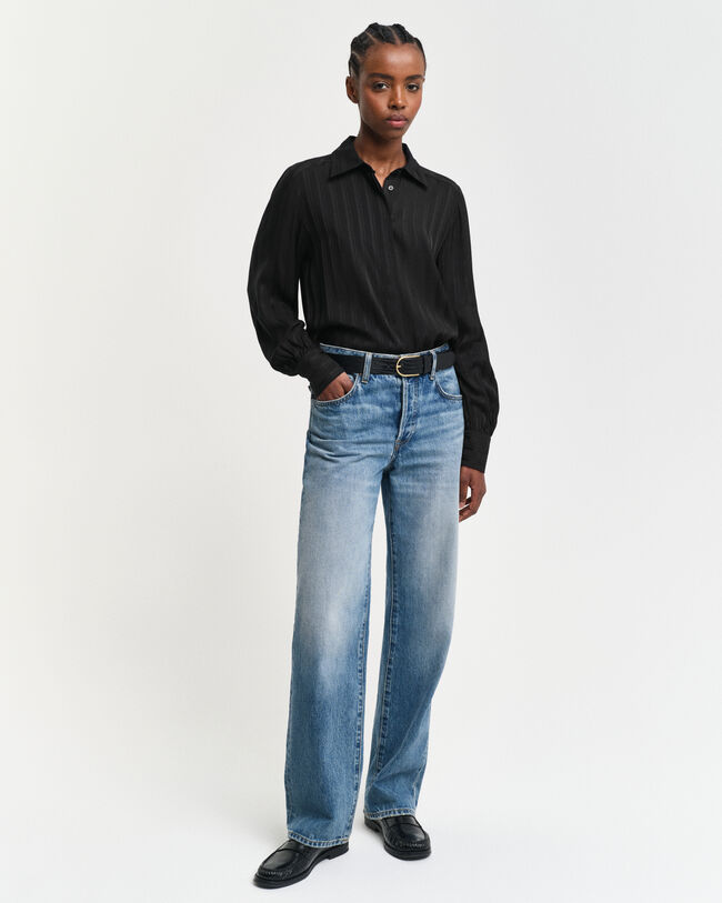 Regular Fit satijnen hemd met strepen