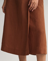 Jupe midi en lin et viscose