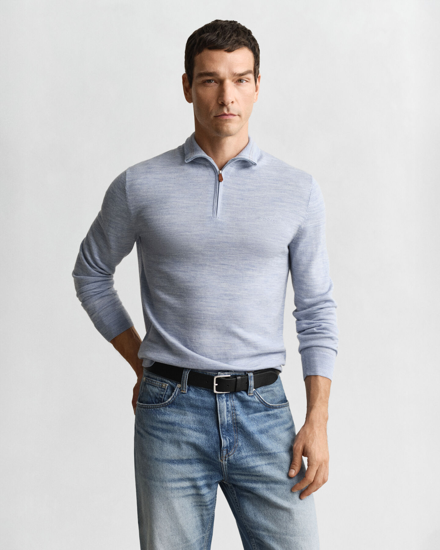 Pull &agrave; demi-zip en laine m&eacute;rinos extrafine