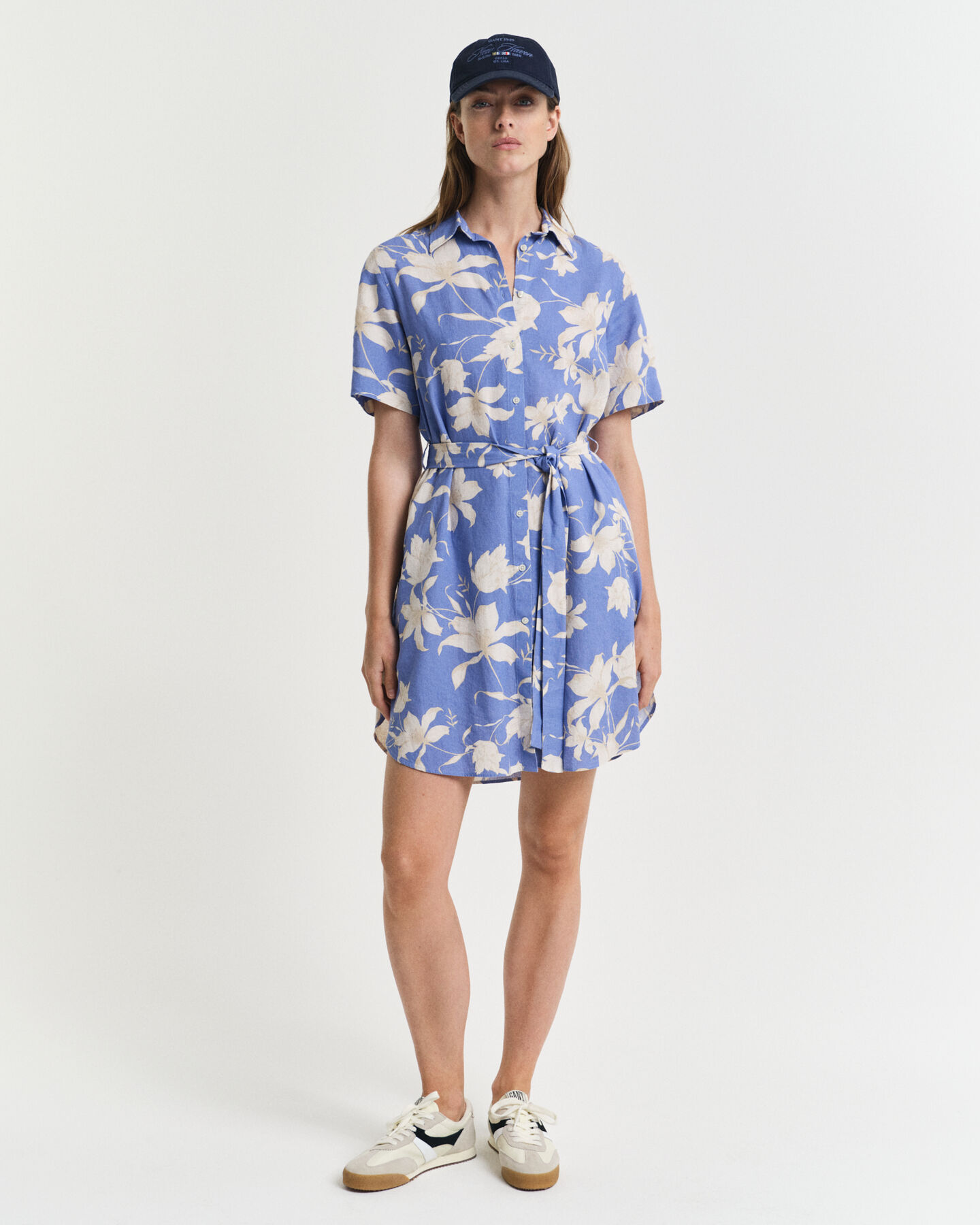 Robe-chemise en lin à imprimé floral