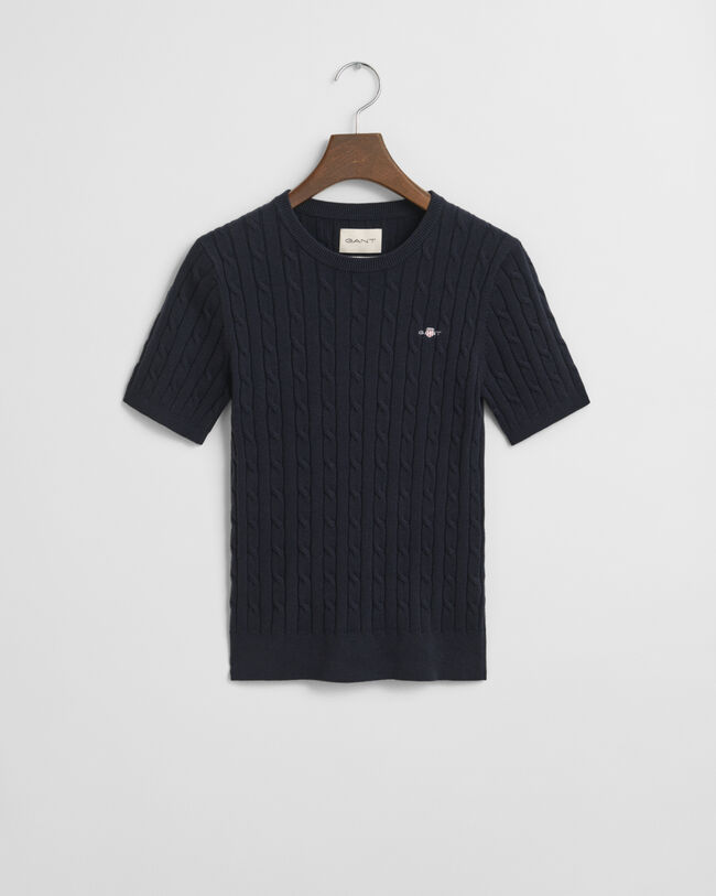 Pull en maille de coton stretch à torsades