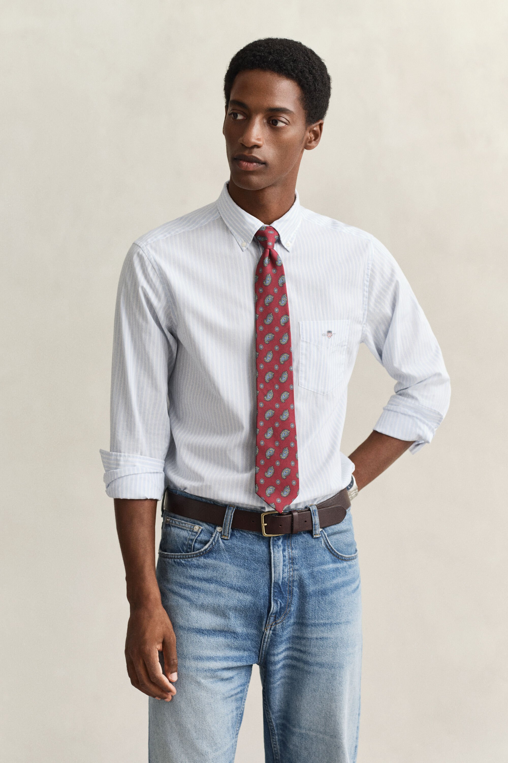 Klassiek poplin overhemd met strepen