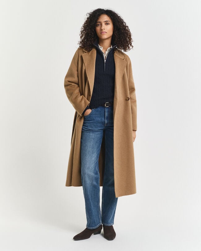 Pull à demi-zip en maille de coton torsadée stretch