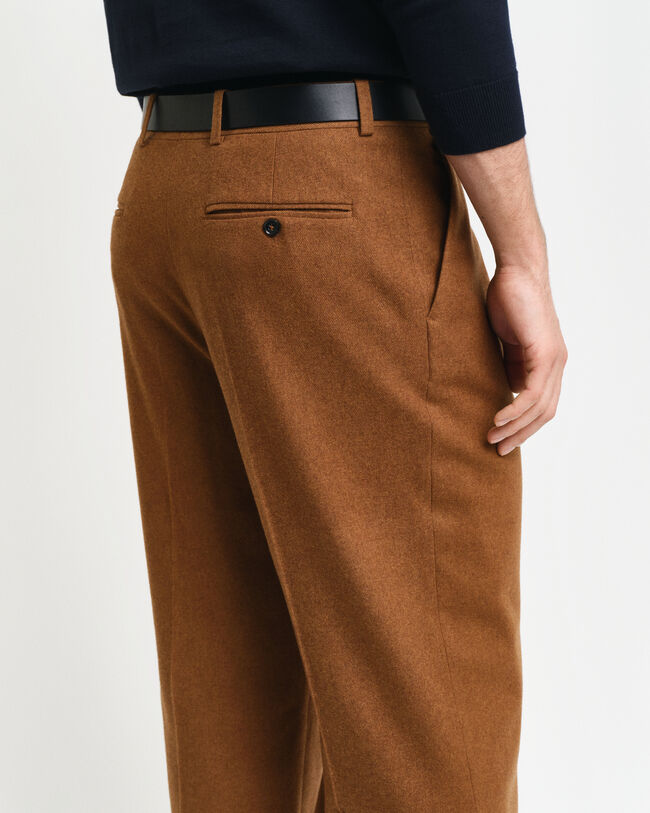 Pantalon de costume relaxed fit en flanelle de laine