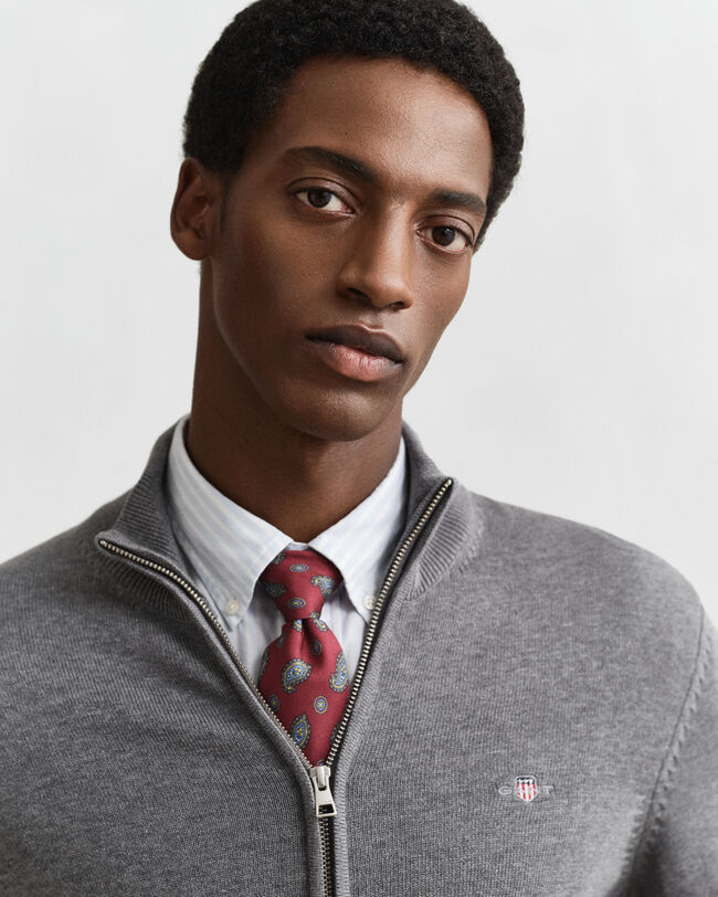 Cardigan zippé en coton décontracté