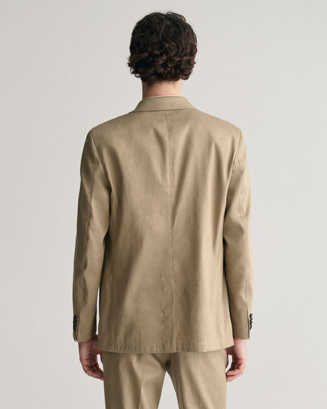 Slim Fit kostuumblazer van katoen en linnen