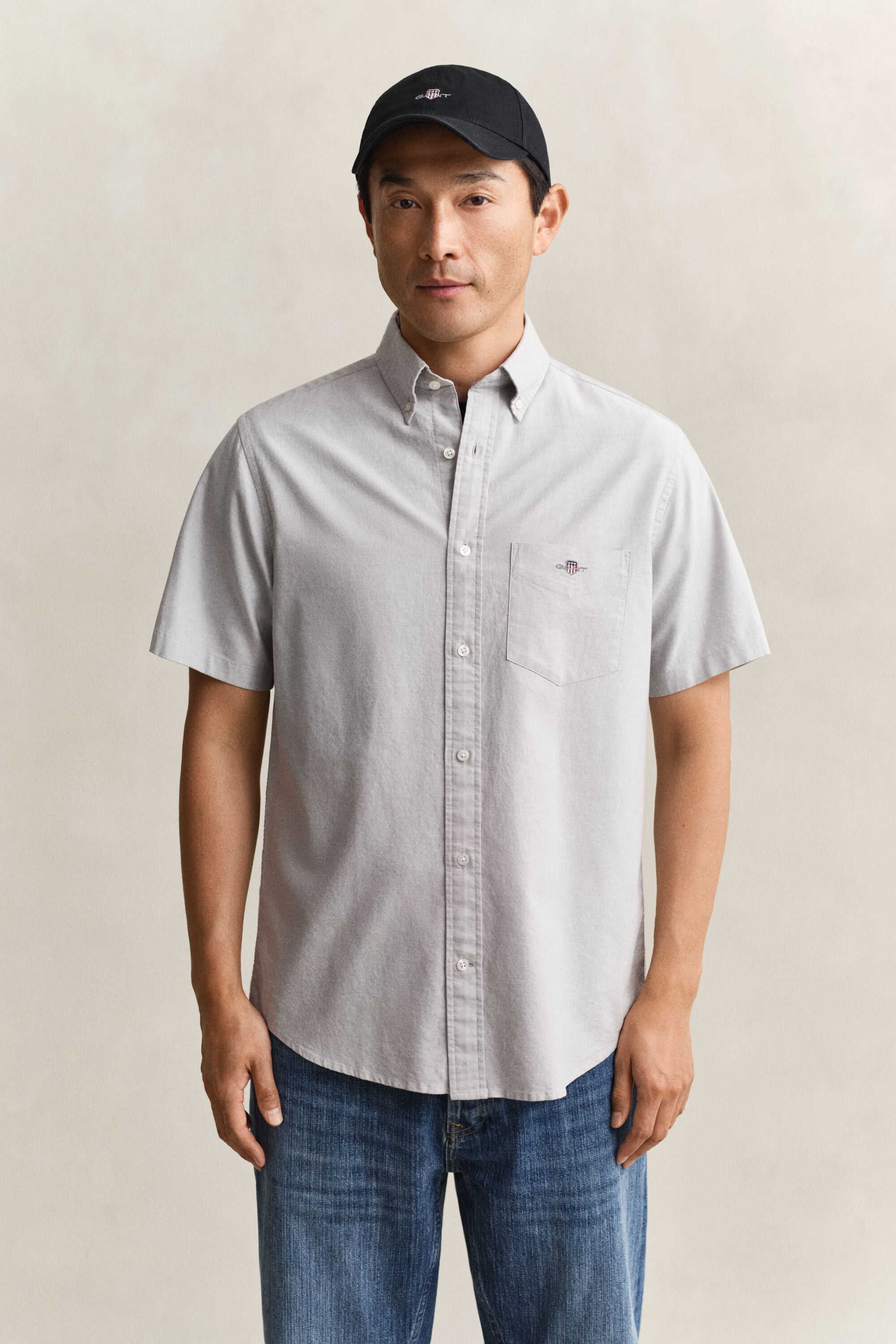 Chemise à manches courtes en coton Oxford classique