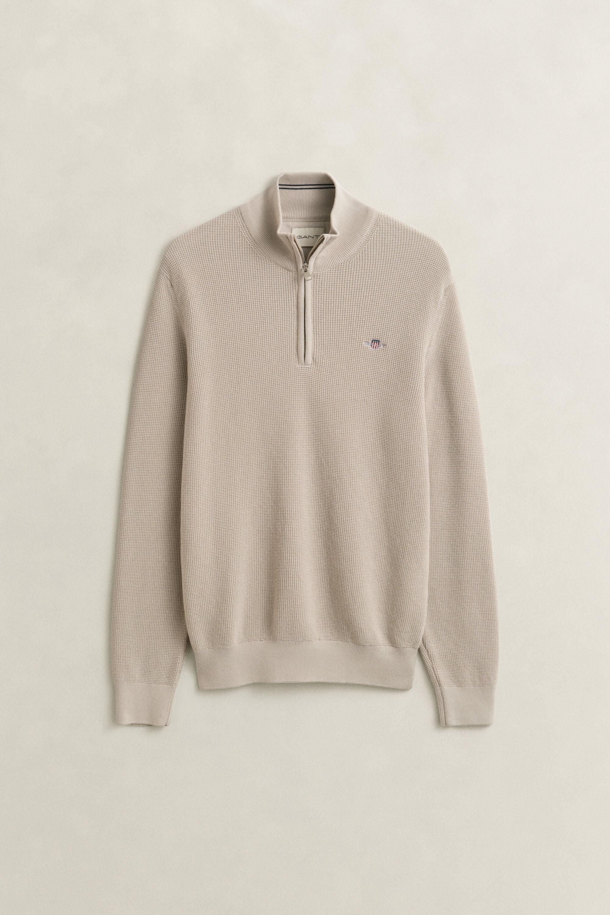 Katoenen Textured sweater met korte rits