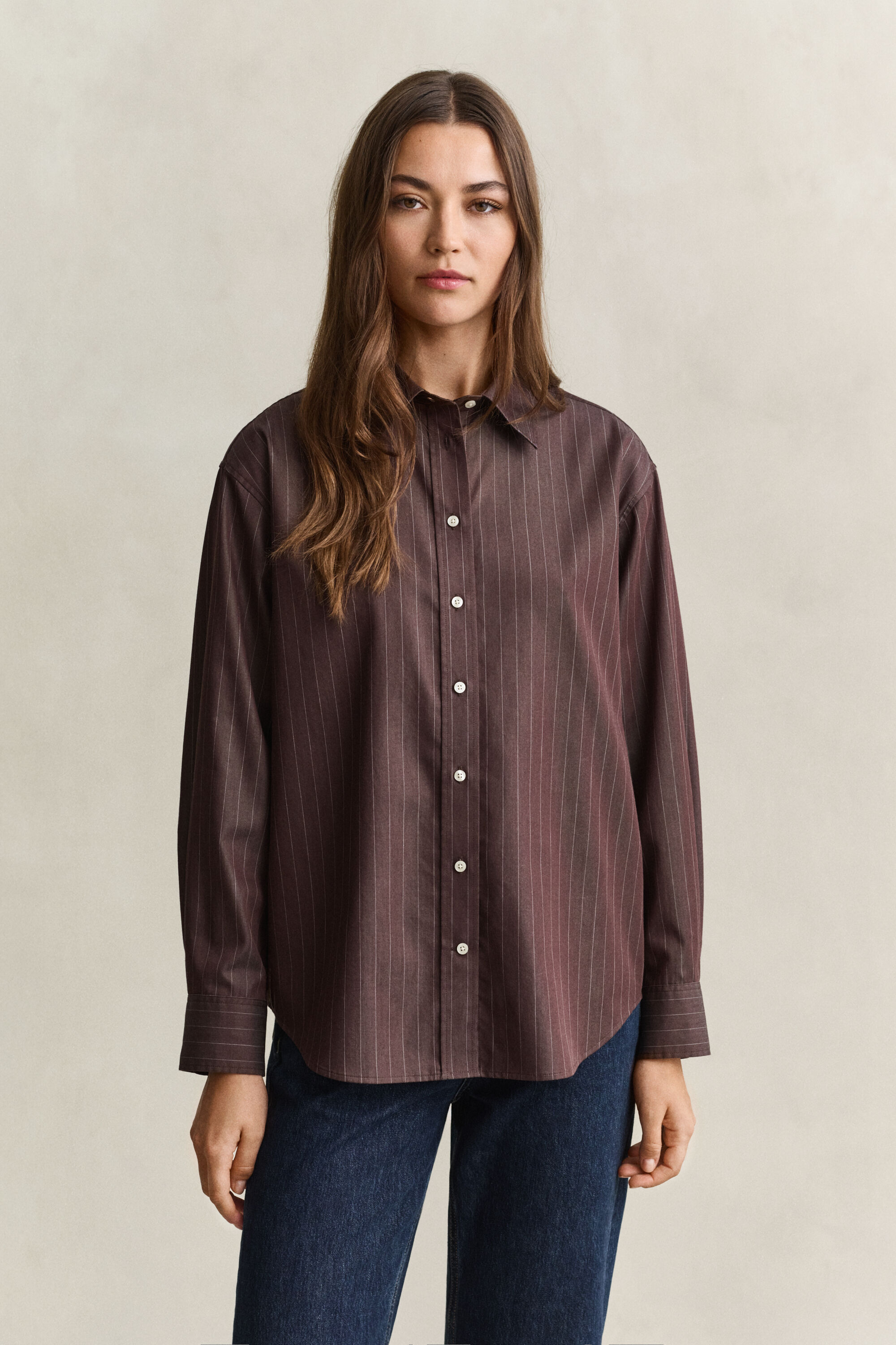 Chemise décontractée en popeline à rayures