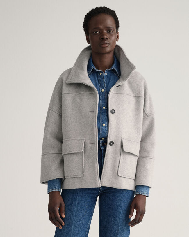 Veste courte en laine m&eacute;lang&eacute;e