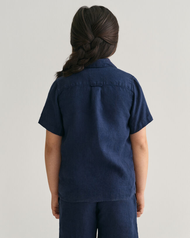 Kids linnen hemd met korte mouwen