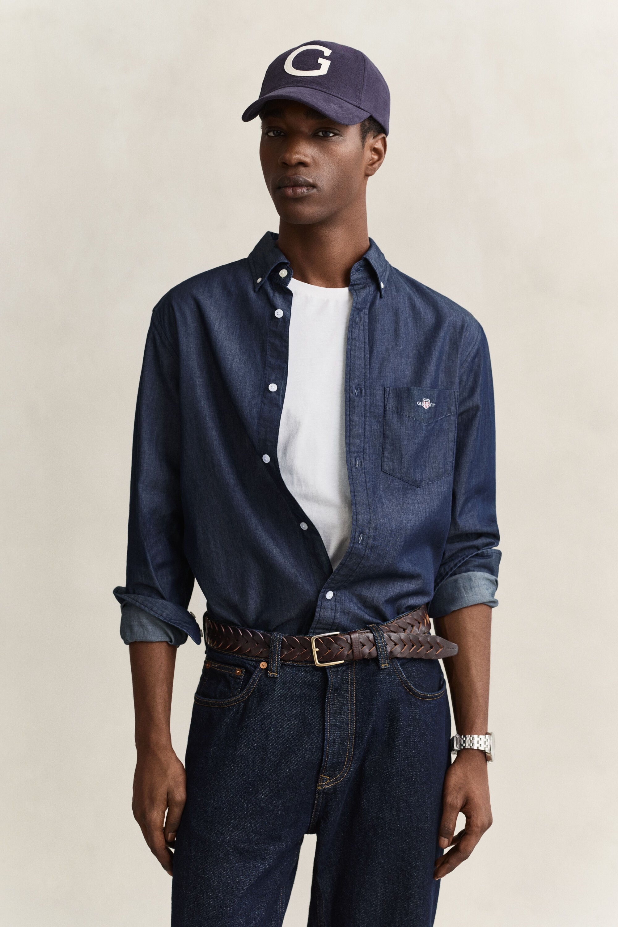 Regular Fit indigo overhemd