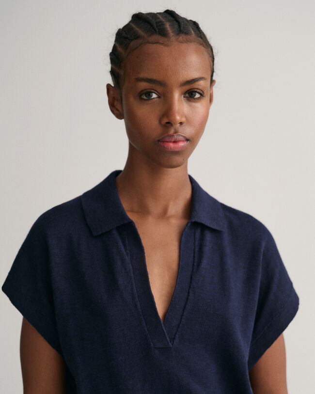 Robe en lin mélangé avec col