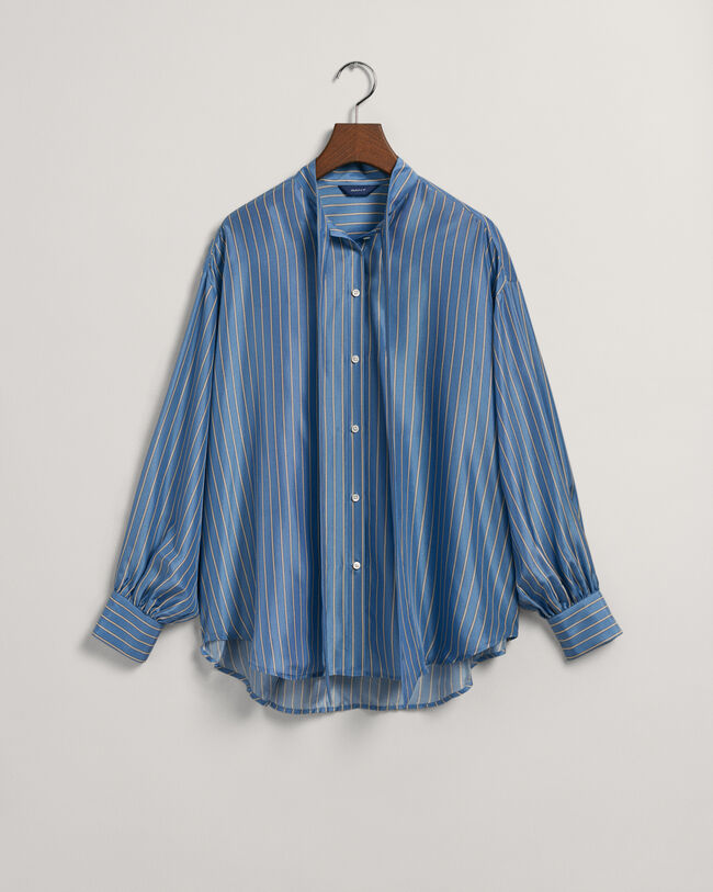 Zijden blouse met strikje en strepen