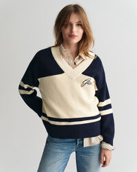 Pull col V en coton GANT Varsity