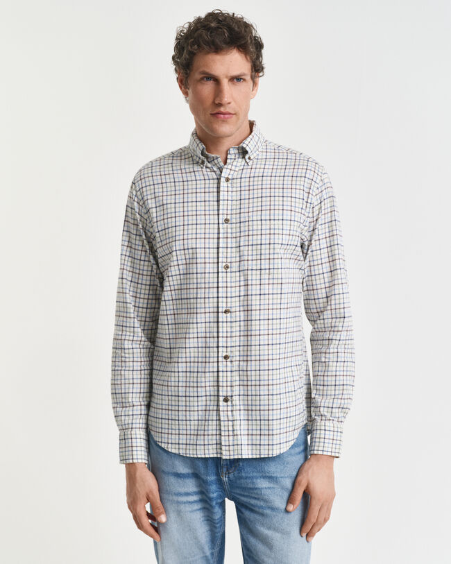 Chemise coupe regular en sergé à carreaux