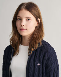 Sweat &agrave; capuche court zipp&eacute; en maille torsad&eacute;e Shield Teen Girls