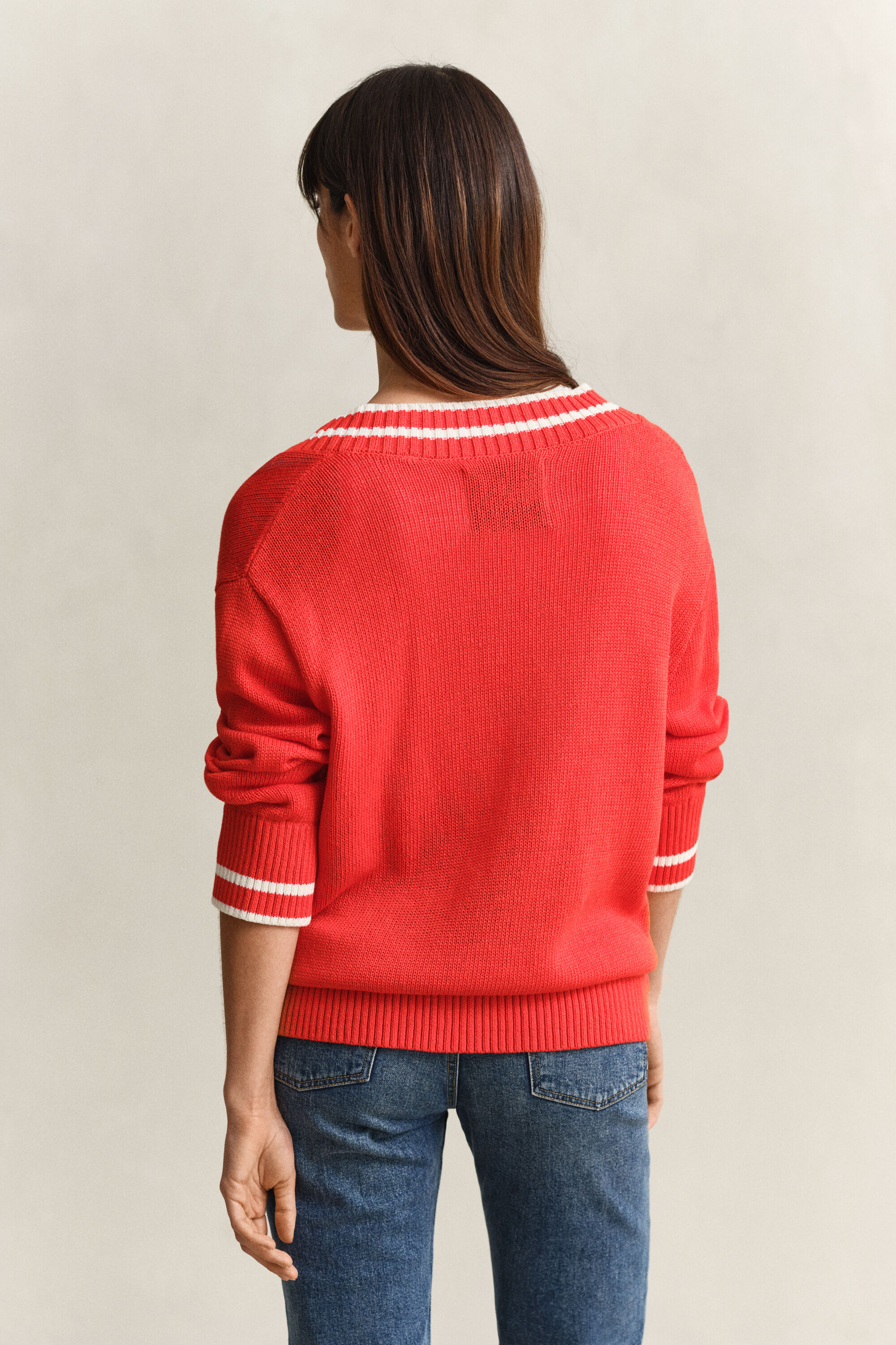 Katoenen sweater met V-hals