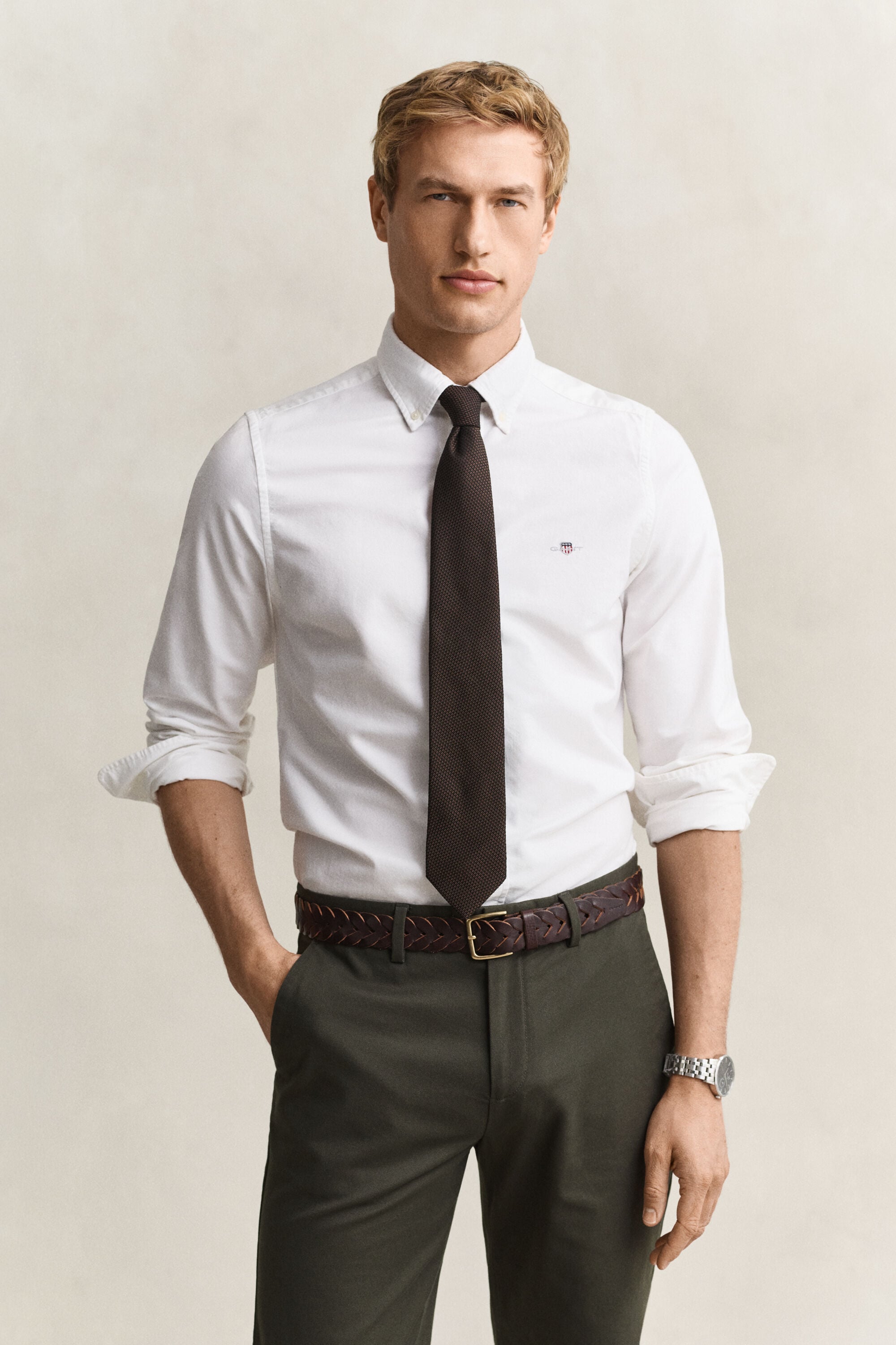 Chemise ajustée en coton Oxford classique