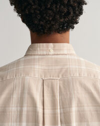 Geruit Regular Fit overhemd van katoen en linnen