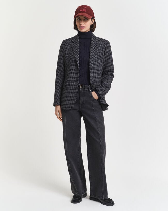 Pull col roulé en maille de coton stretch à torsades