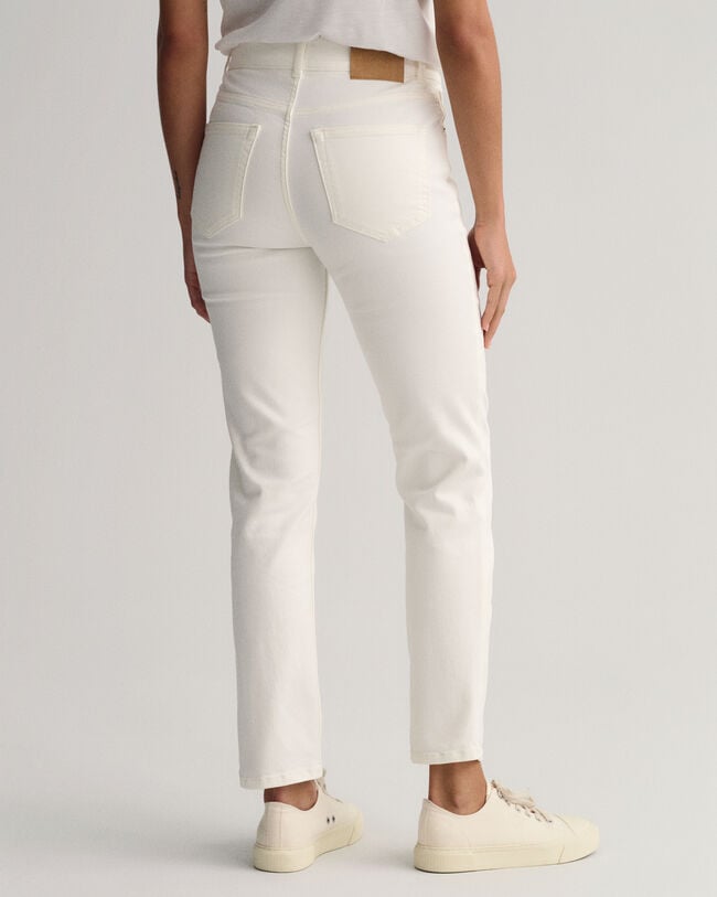 Witte iets kortere Slim Fit jeans