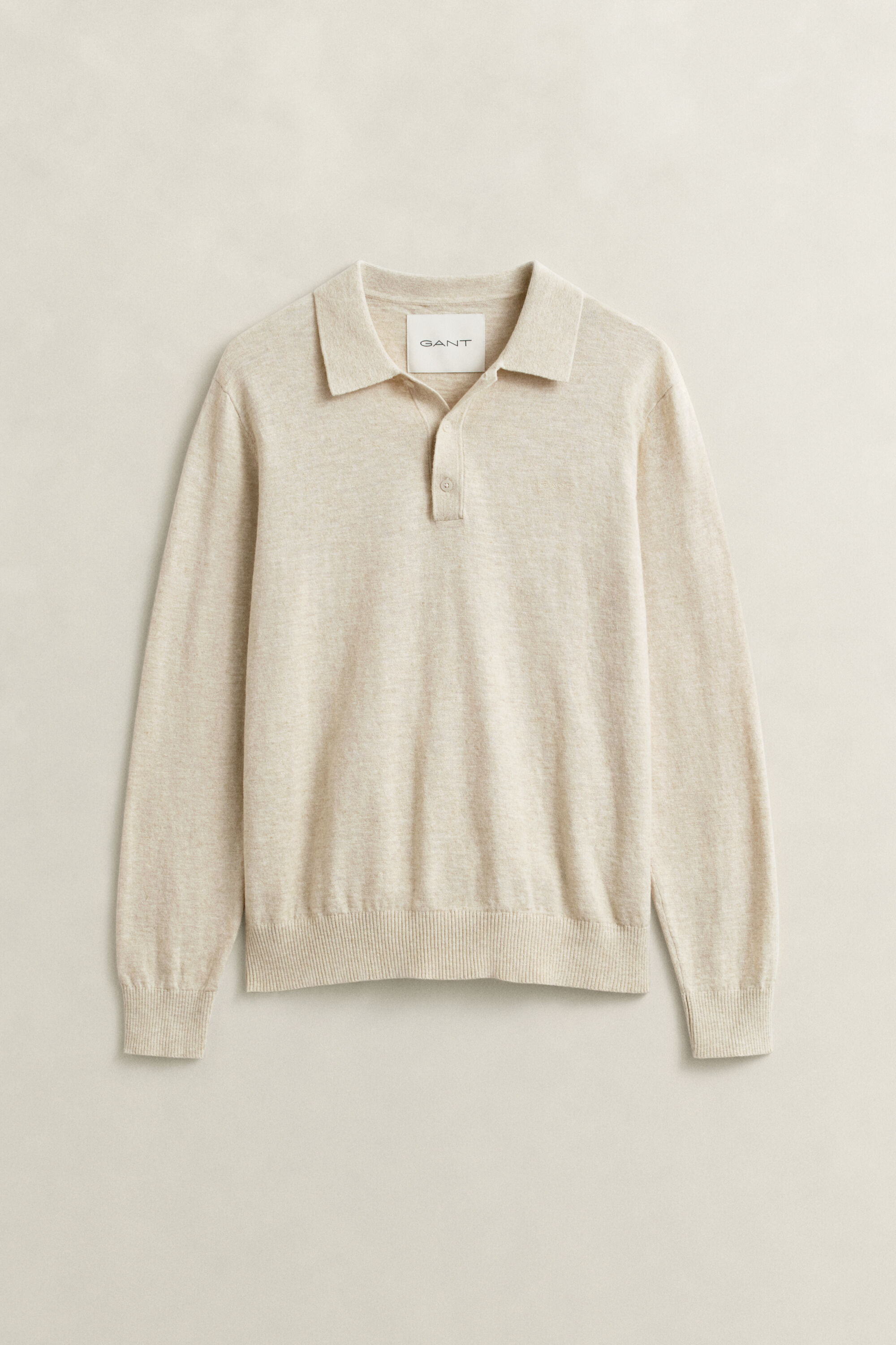 Pull façon polo en coton mélangé flammé