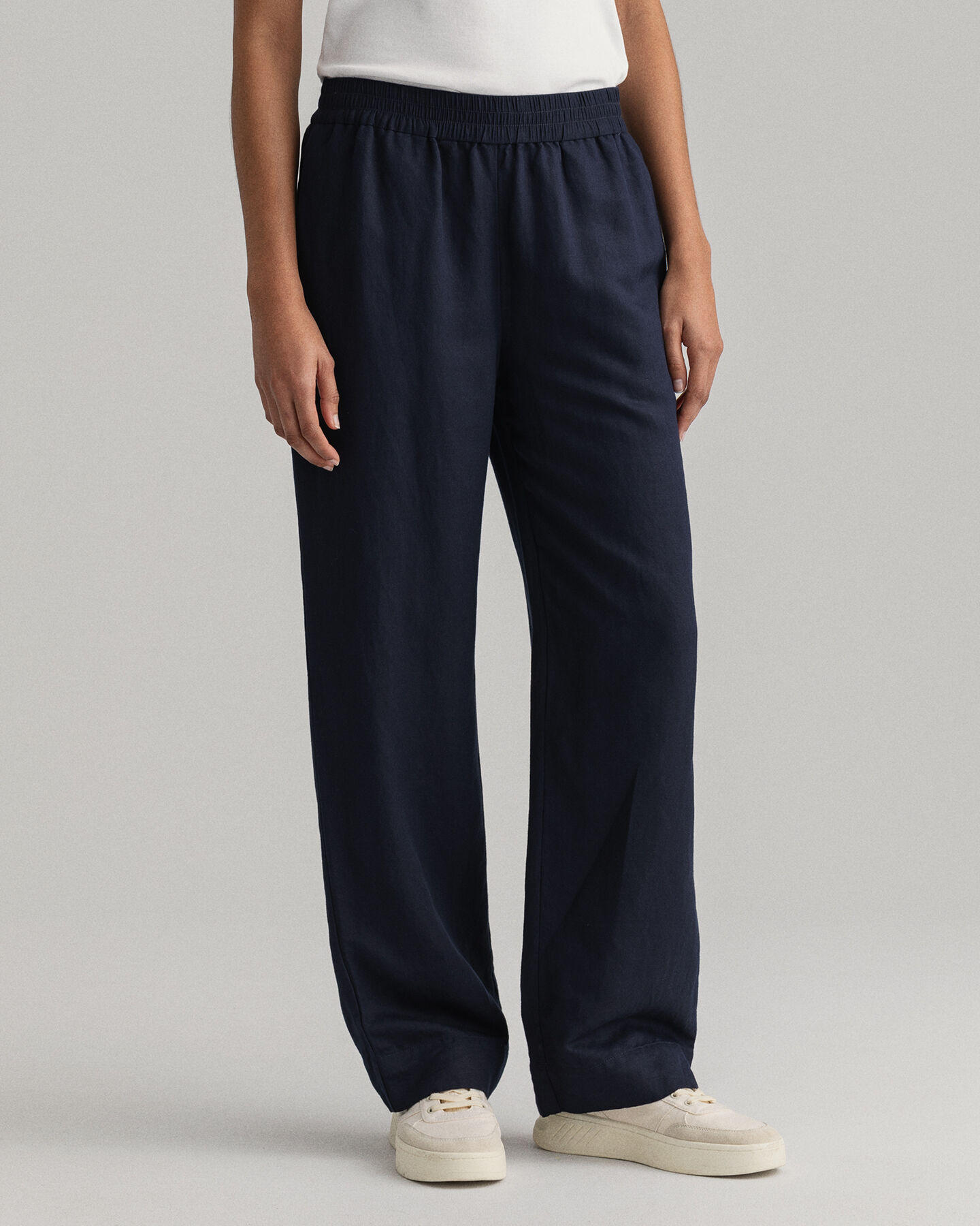 Broek zonder sluiting van linnen en viscose