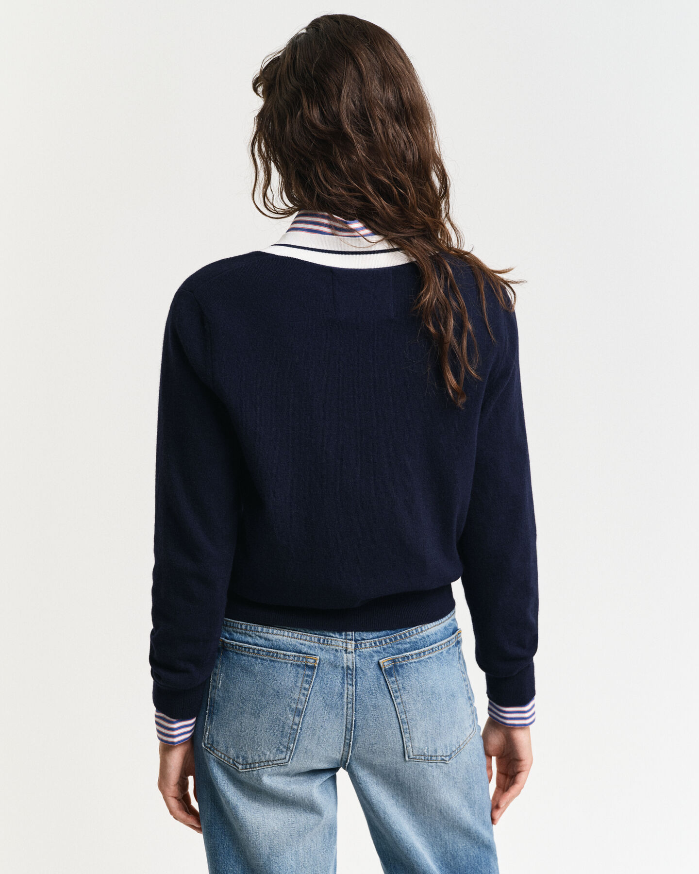 Contrast trui met V-hals