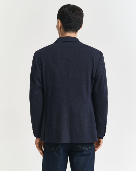 Veste blazer coupe slim en jersey piqué bicolore