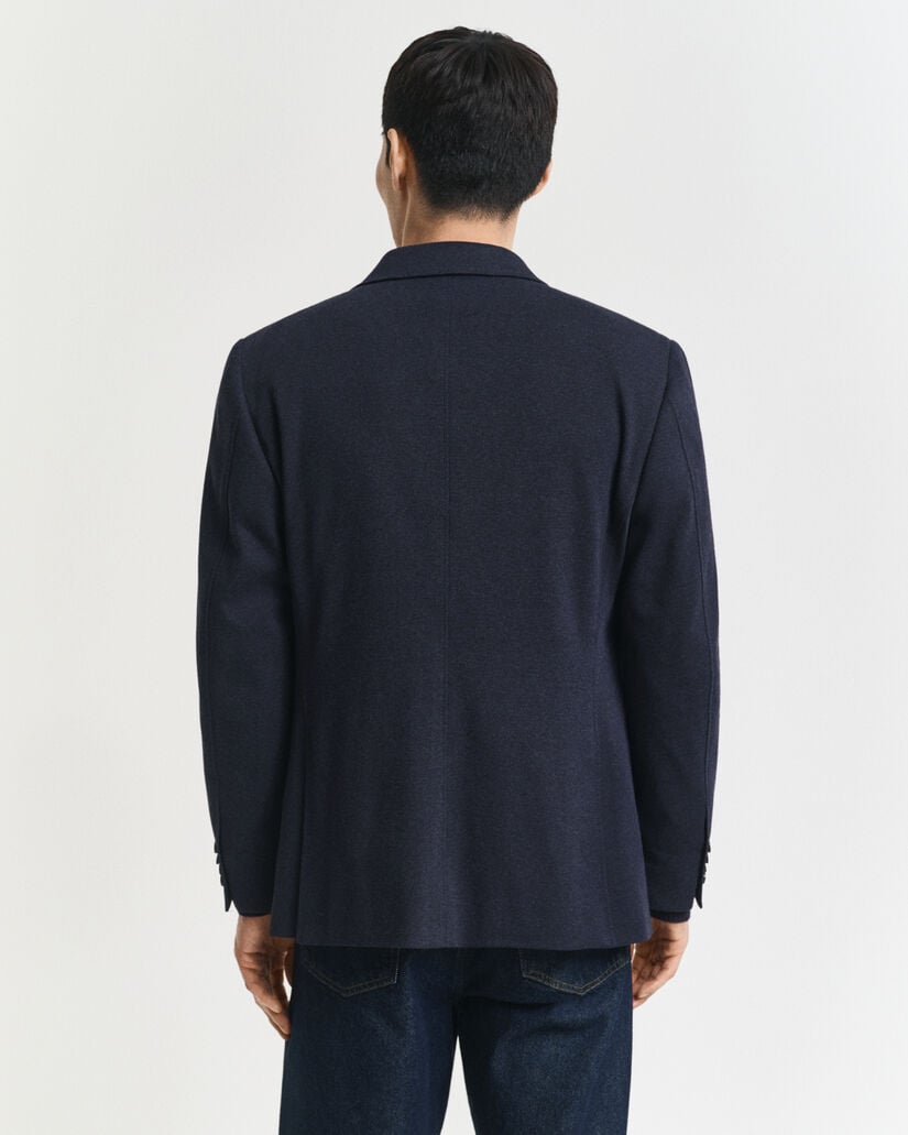 Veste blazer coupe slim en jersey piqué bicolore