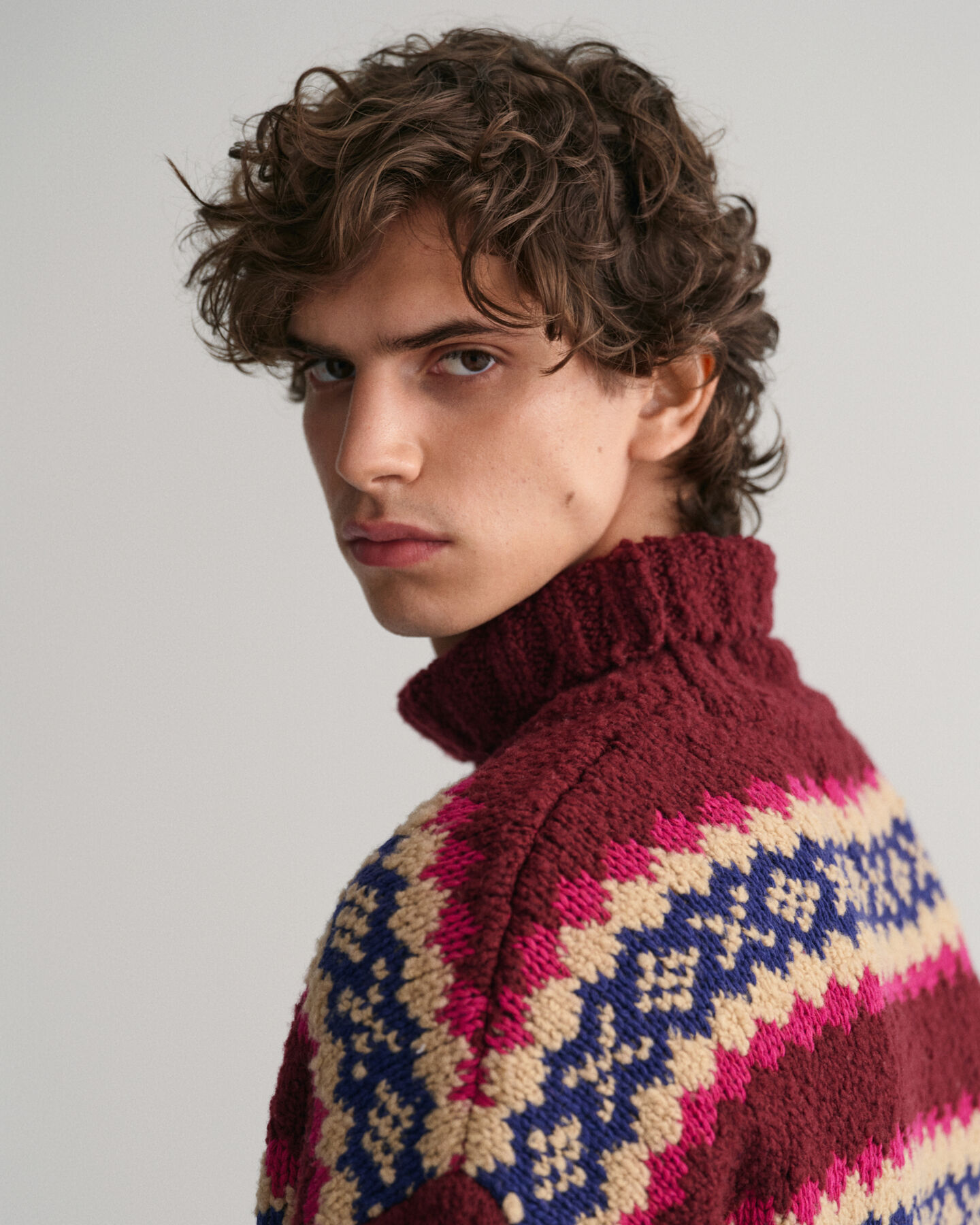 Pull à col cheminée et motif Fair Isle