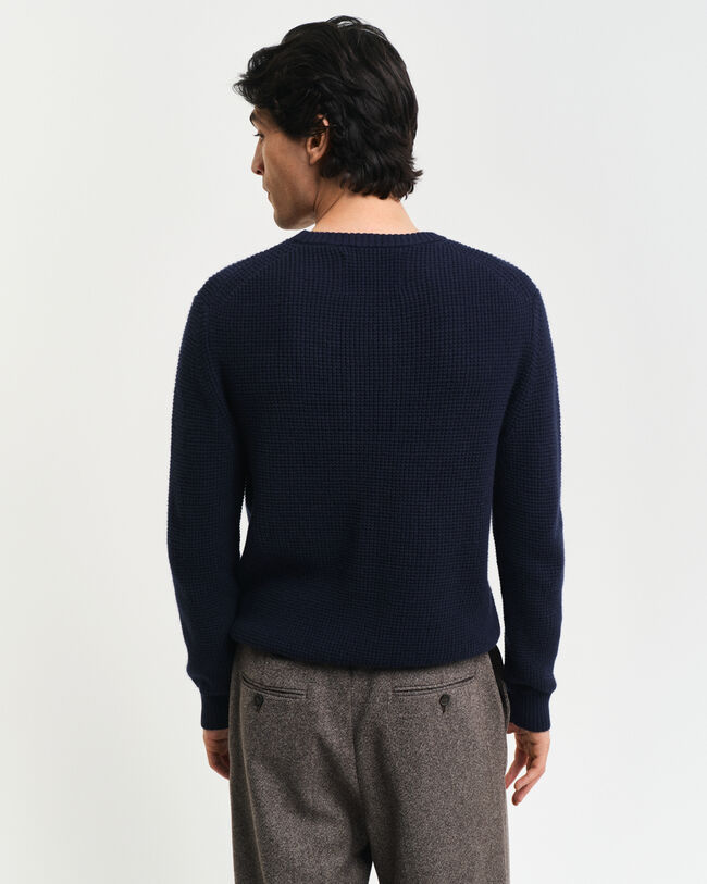 Pull ras du cou en laine mélangée texturée