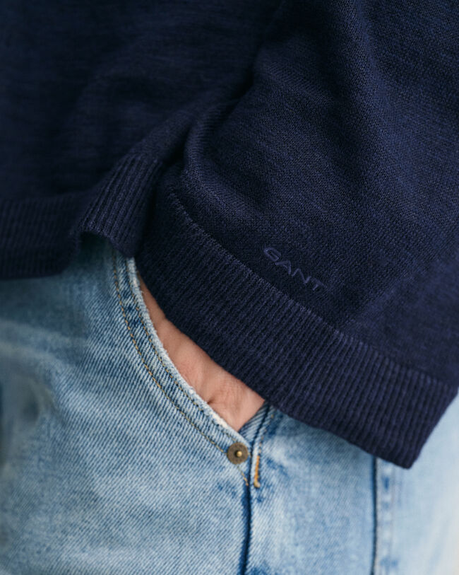 Trui met V-hals van linnenmix