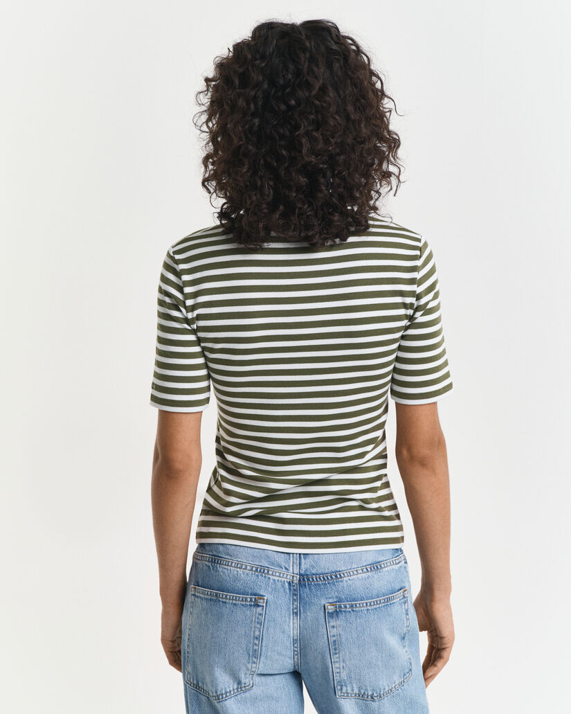 T-shirt côtelé à rayures