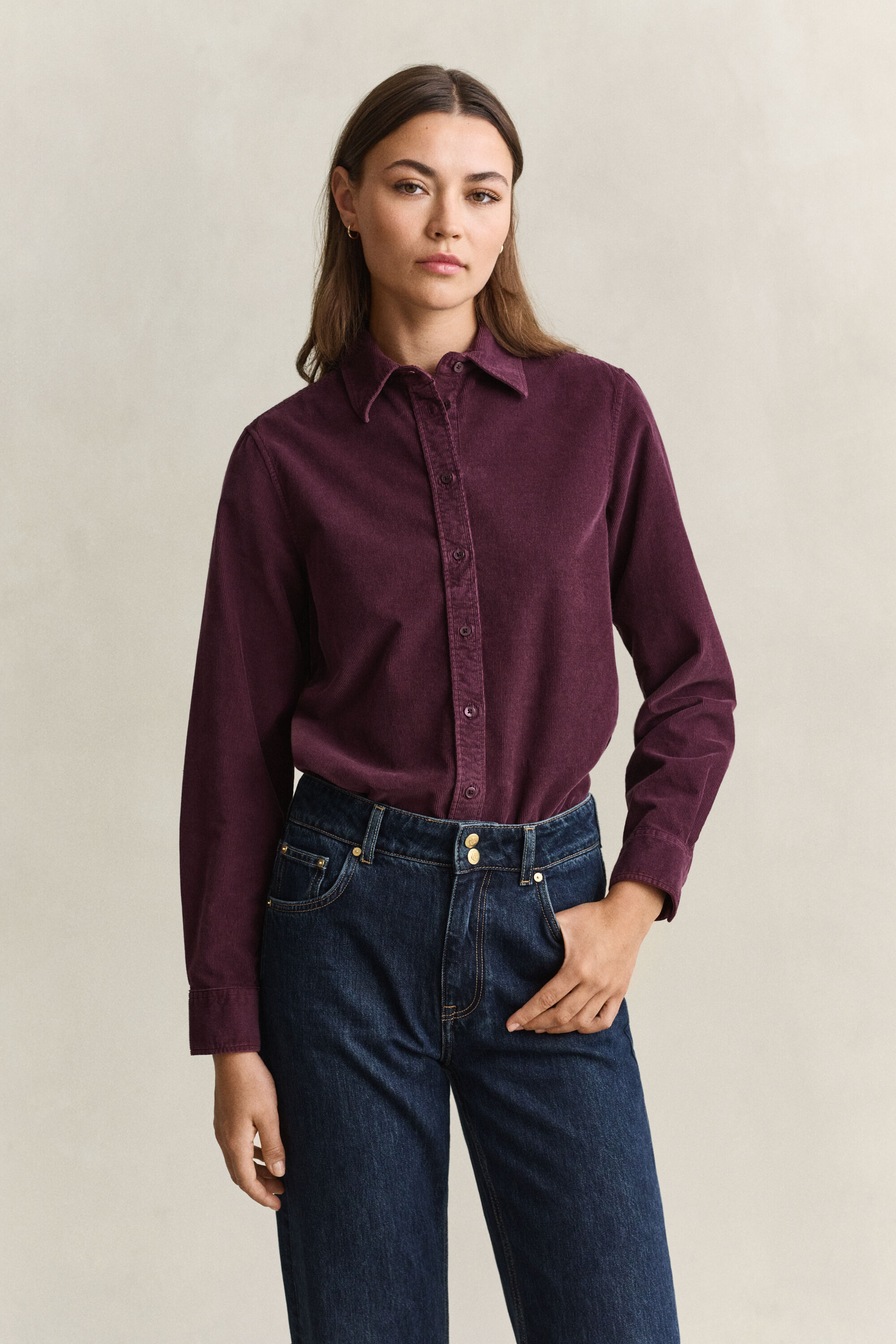 Chemise regular en velours côtelé