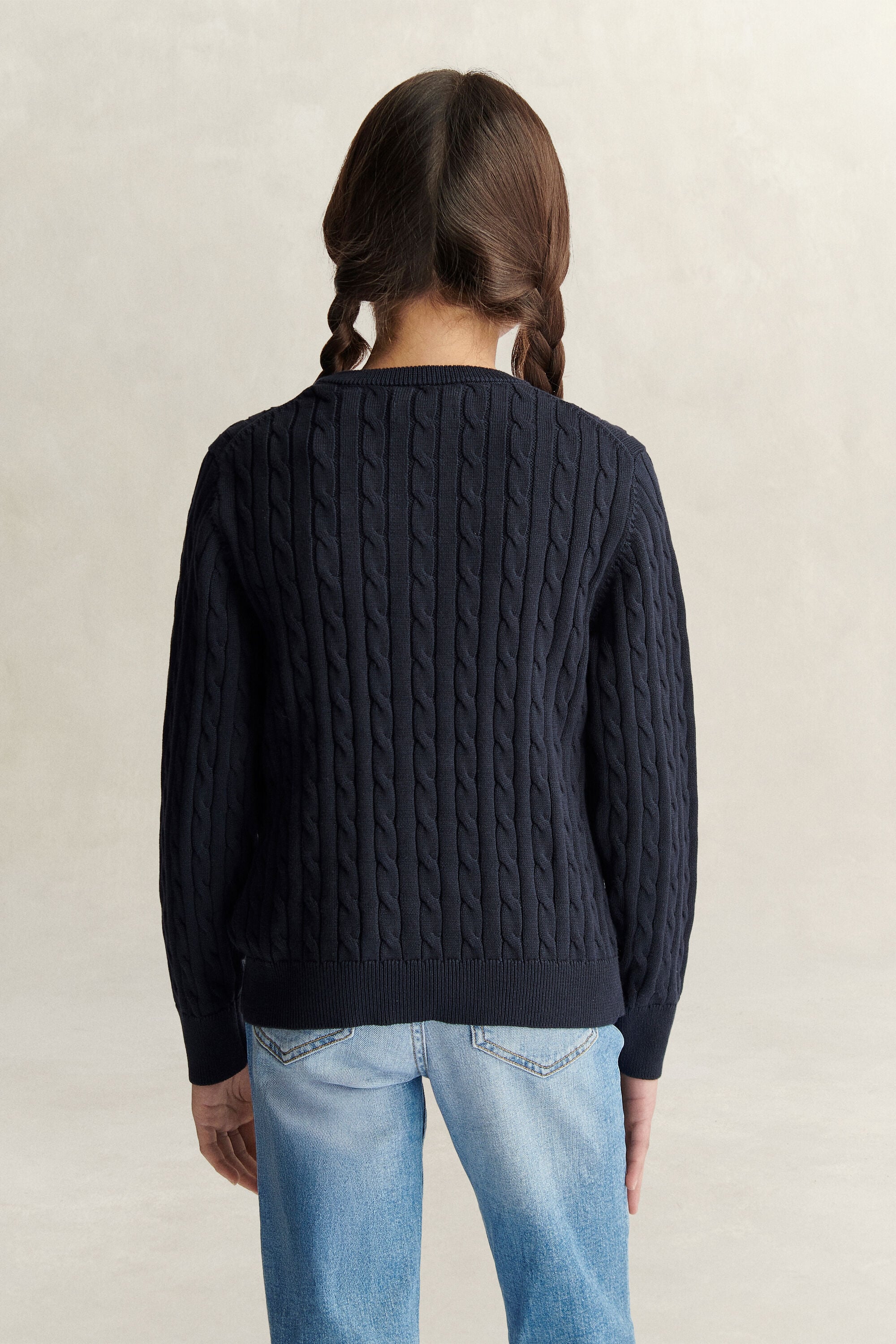Pull en maille torsadée avec écusson Ado Fille