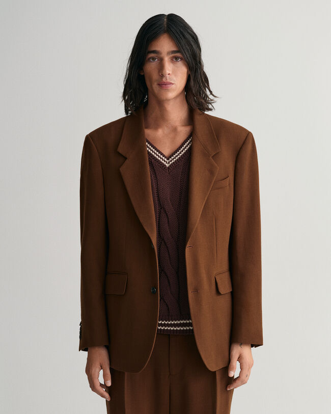 Veste blazer de costume ultra-ample en crêpe de laine