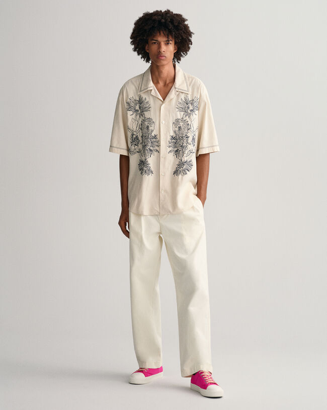 Oversized hemd met borduurwerk en korte mouwen