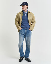 Pull à demi-zip en coton piqué