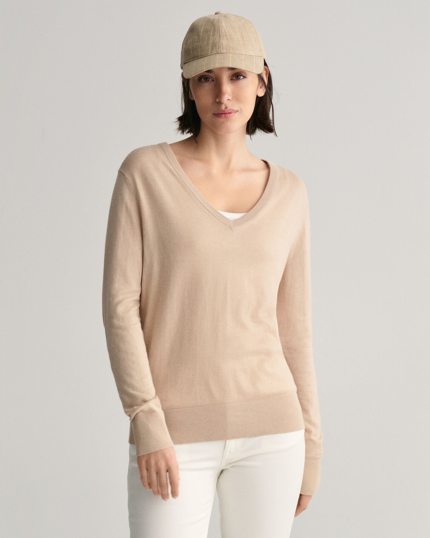 Casquette en lin à rayures