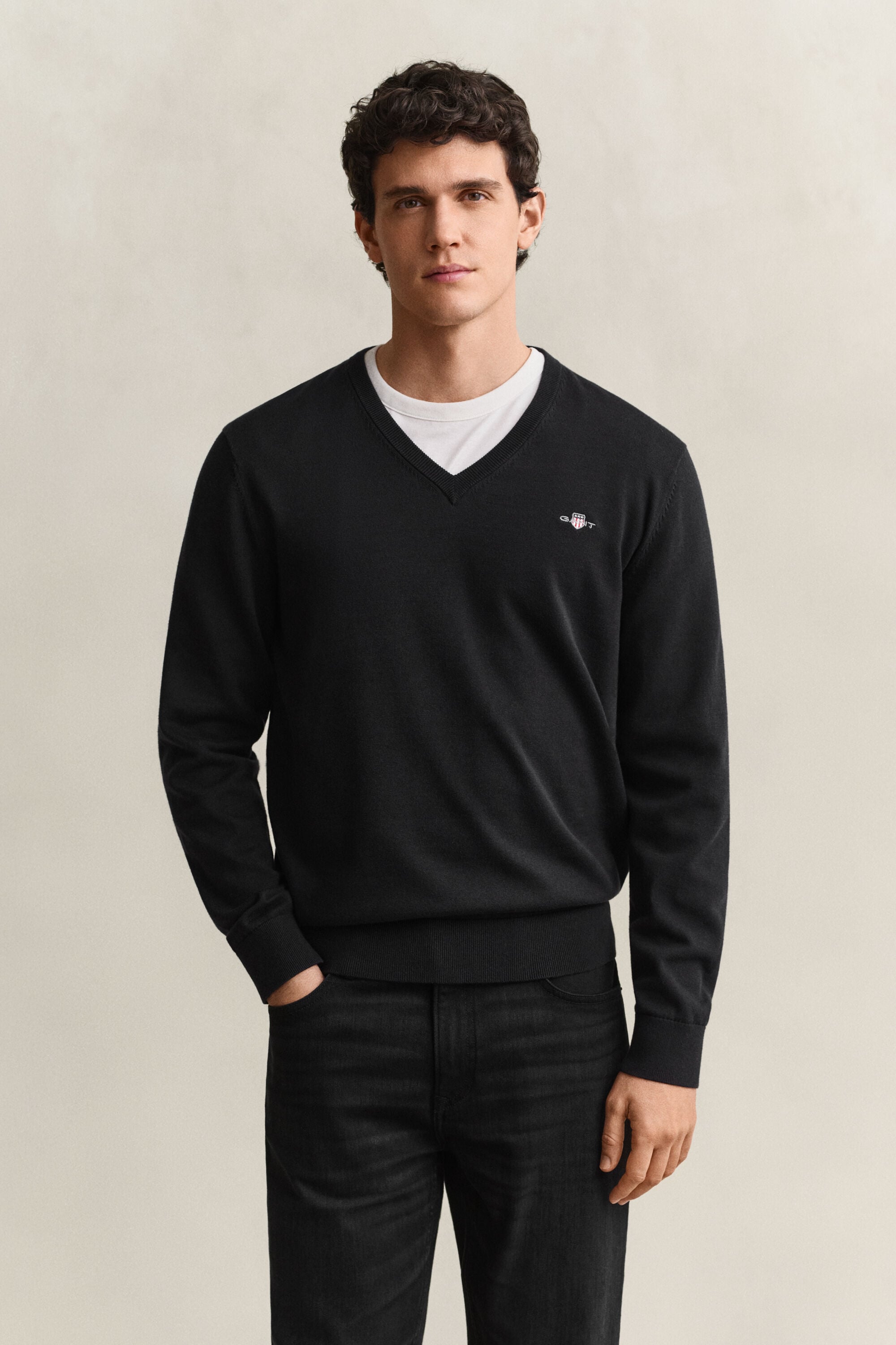 Katoenen sweater met V-hals