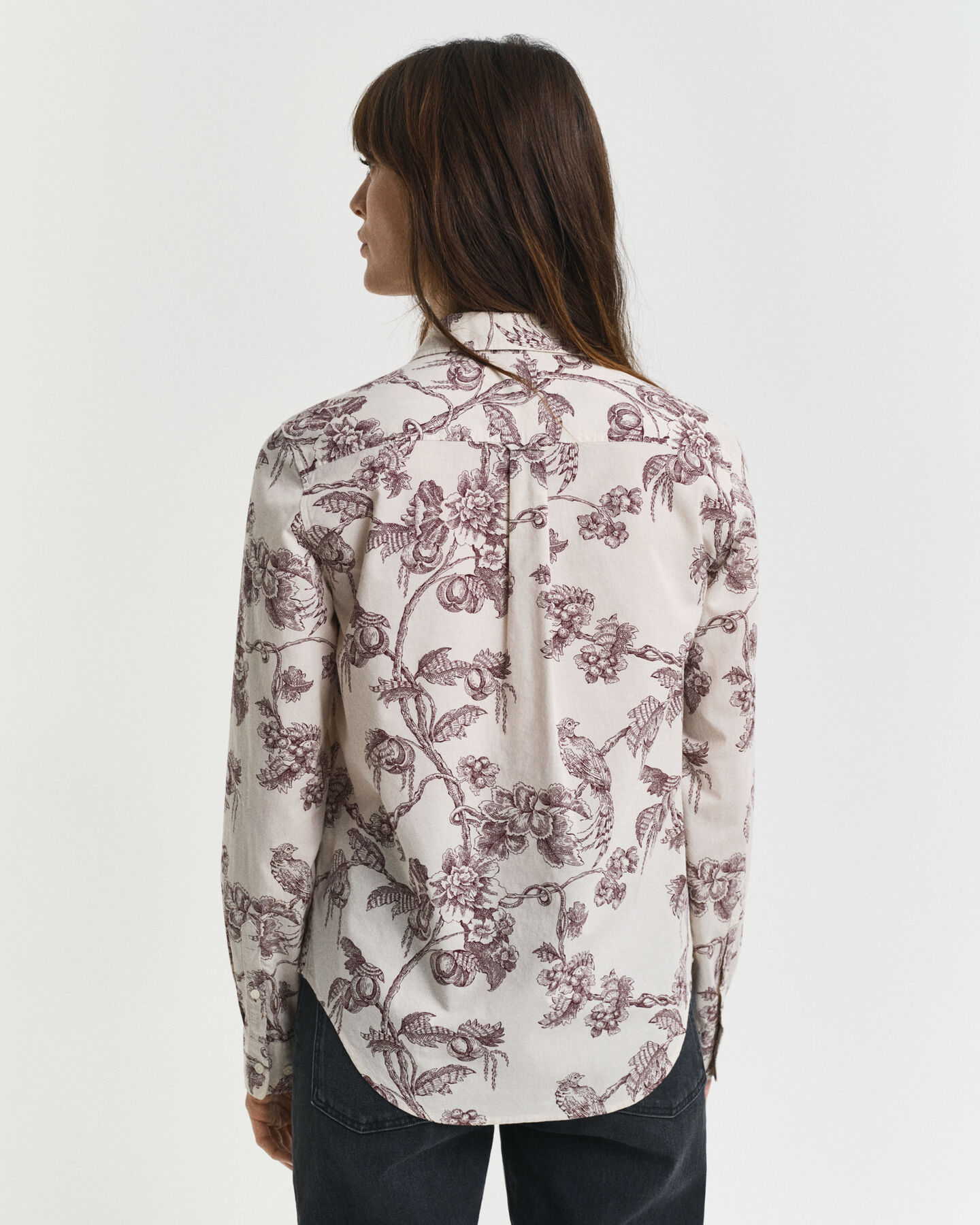 Chemise coupe regular en voile de coton à imprimé arbres